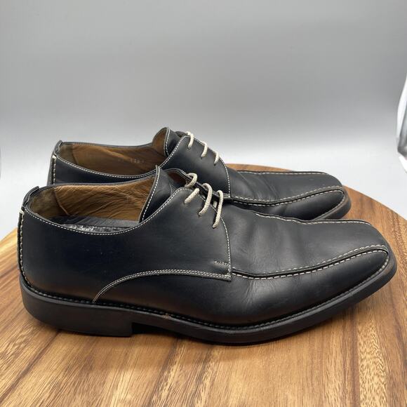 Toschi Oxfords Mens 9.5 Black Leather Carbonlite CIS Italy Dress Shoes Comfort - Picture 1 of 10